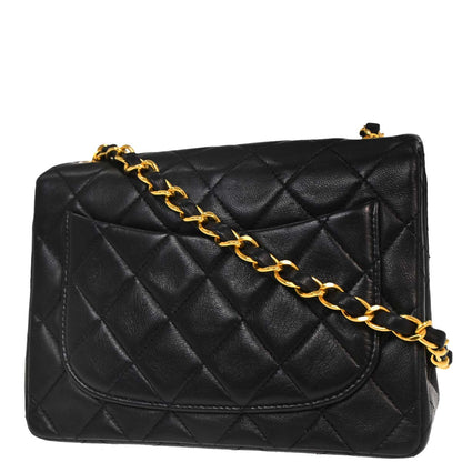 Chanel Black Lambskin Mini Classic Square Flap Shoulder Bag 17