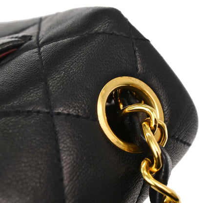 Chanel Black Lambskin Mini Classic Square Flap Shoulder Bag 17