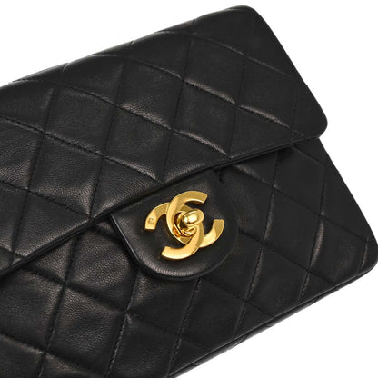 Chanel Black Lambskin Mini Classic Square Flap Shoulder Bag 17
