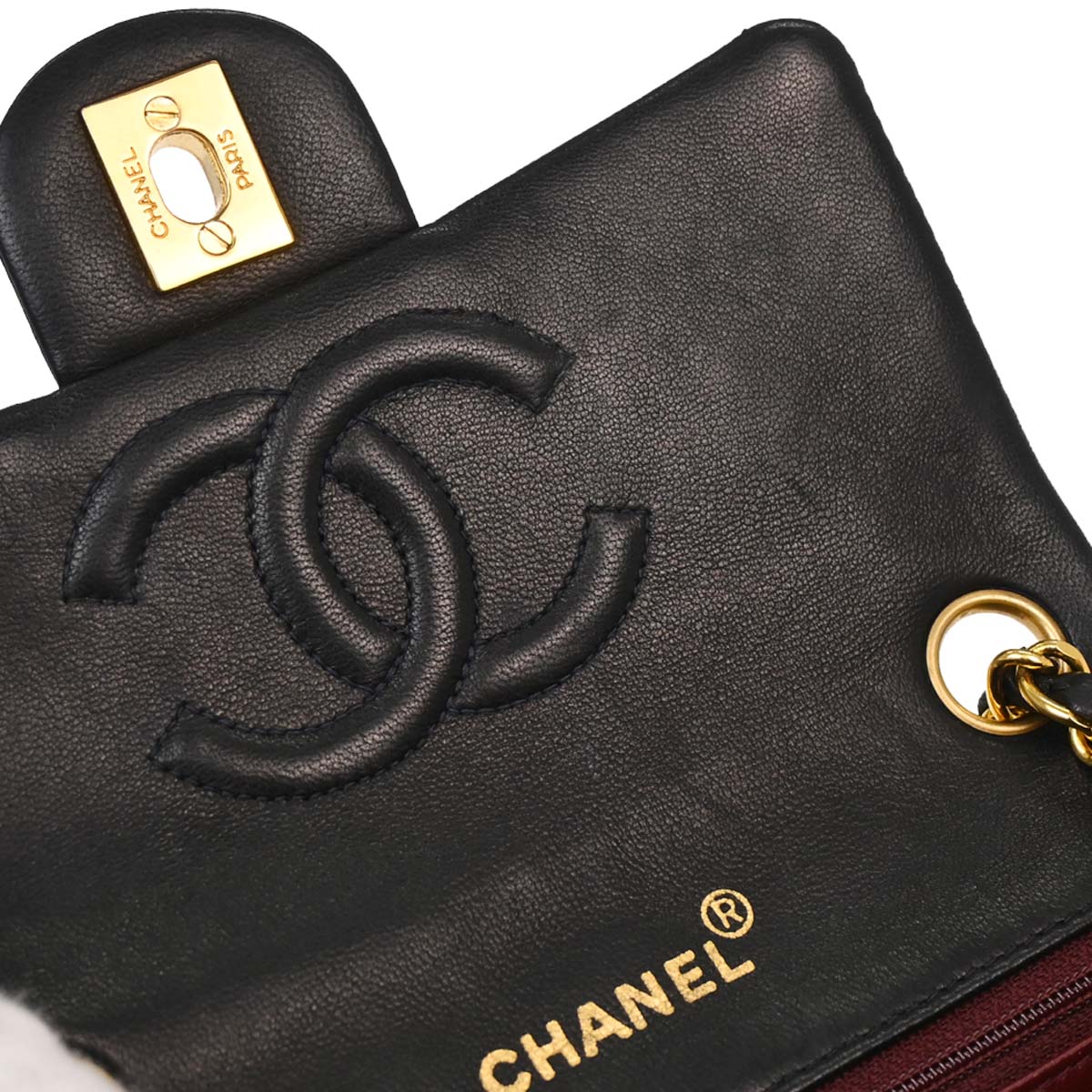 Chanel Black Lambskin Mini Classic Square Flap Shoulder Bag 17
