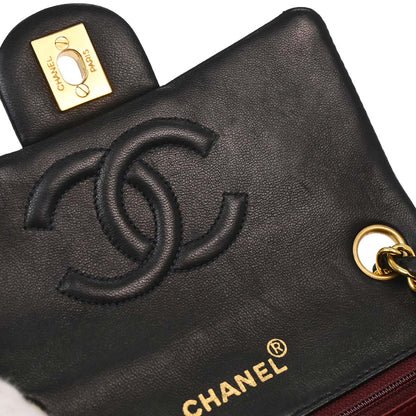 Chanel Black Lambskin Mini Classic Square Flap Shoulder Bag 17