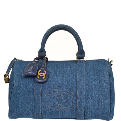 Chanel Blue Denim Duffle Handbag