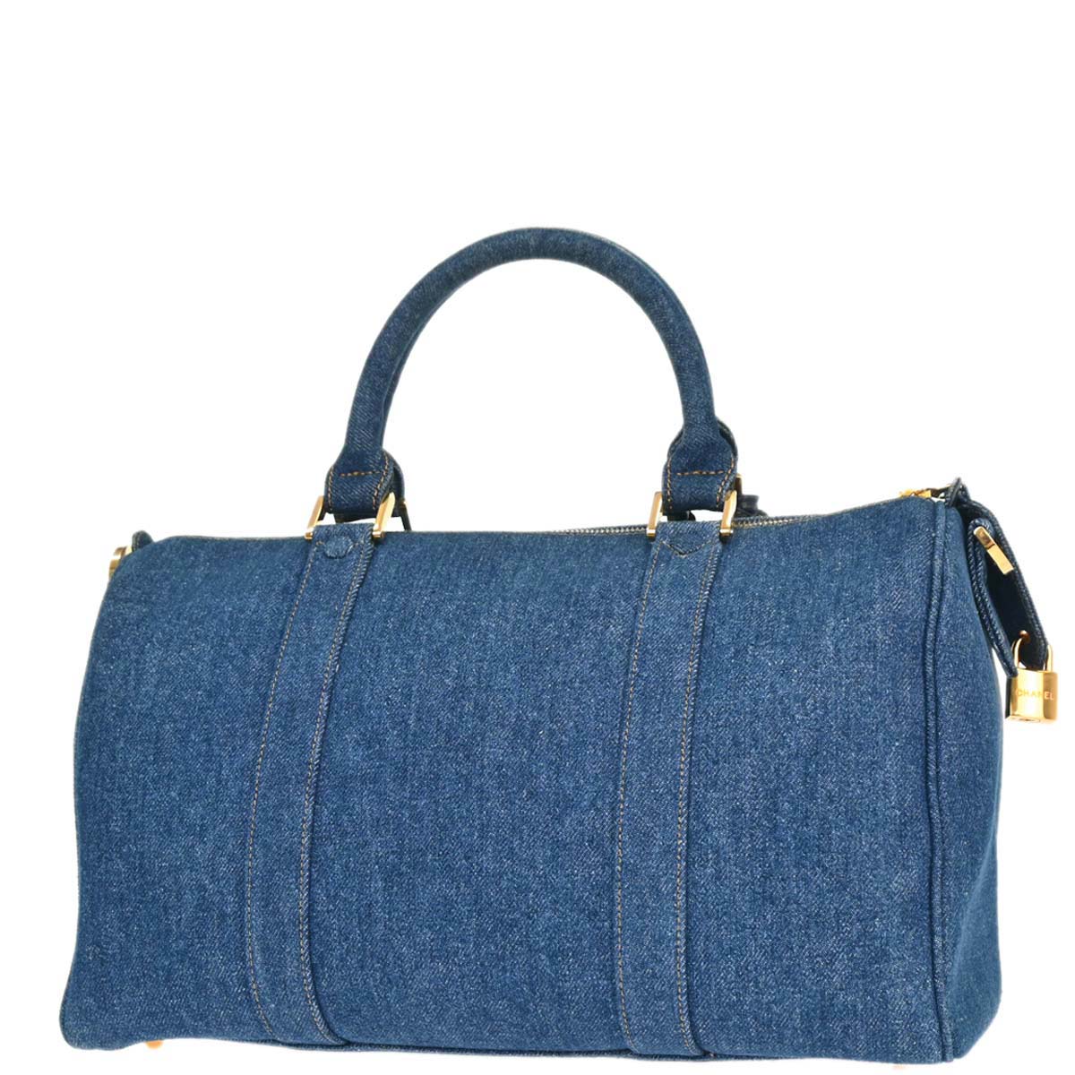 Chanel Blue Denim Duffle Handbag