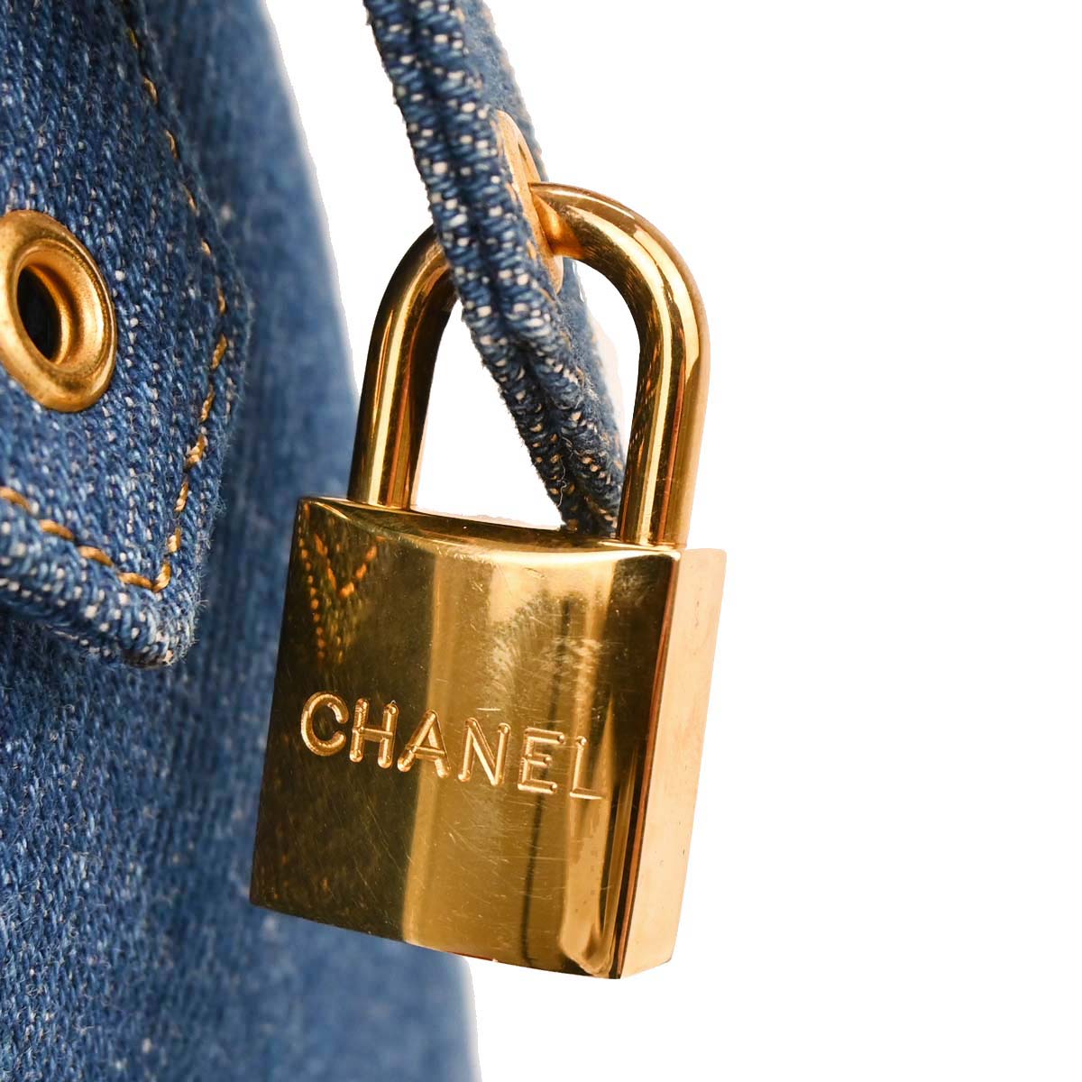 Chanel Blue Denim Duffle Handbag