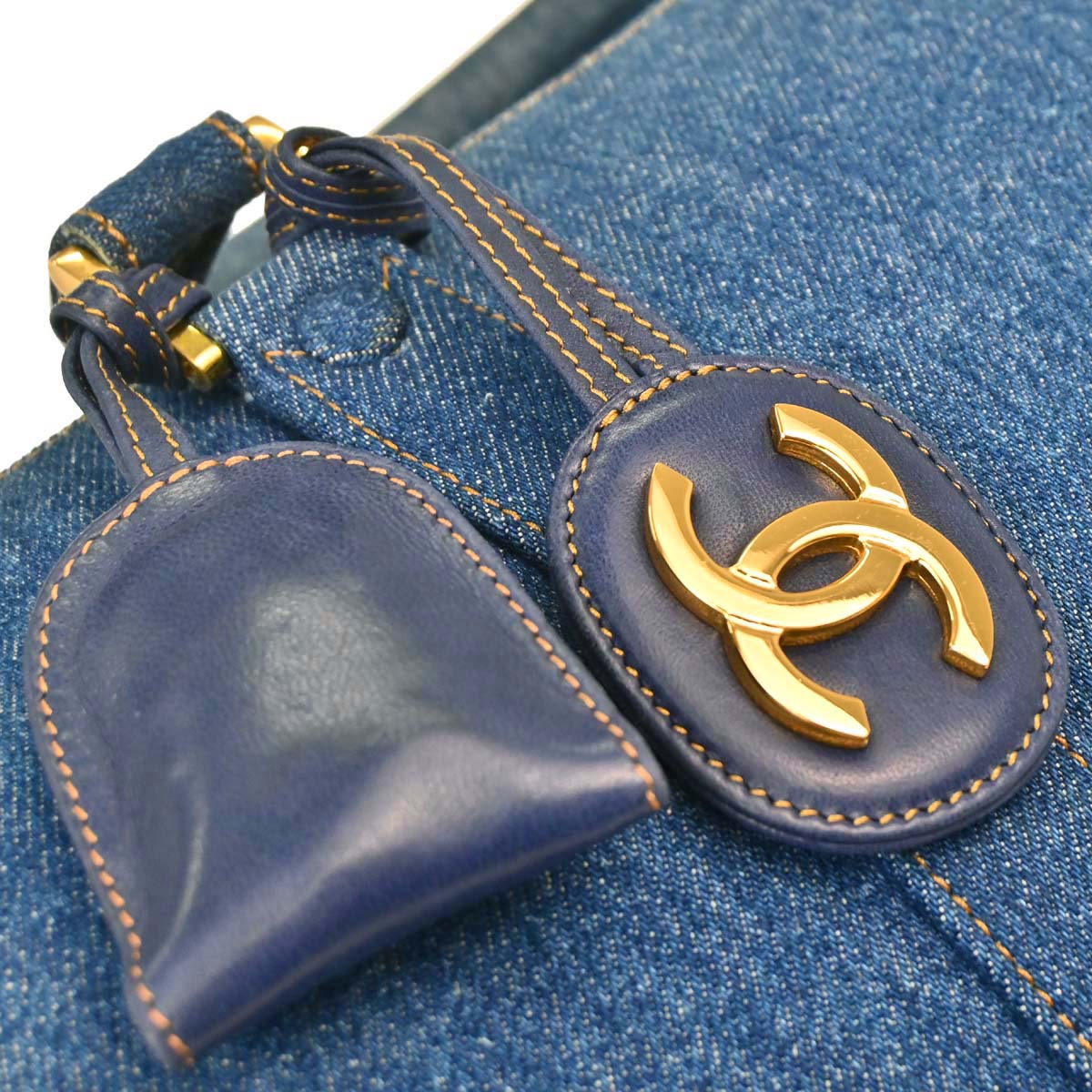 Chanel Blue Denim Duffle Handbag