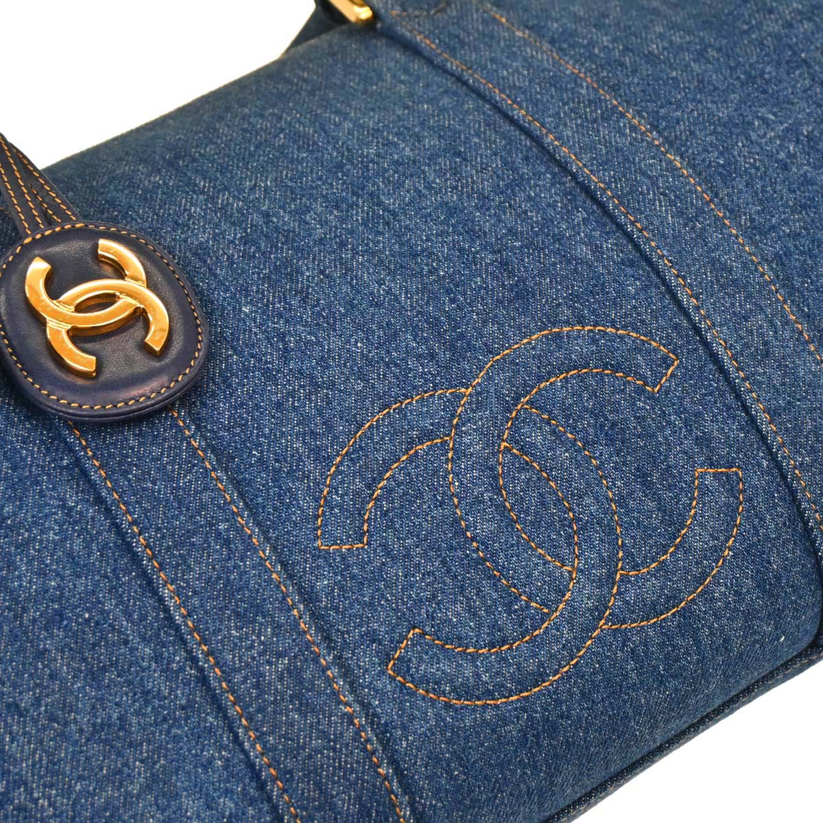 Chanel Blue Denim Duffle Handbag