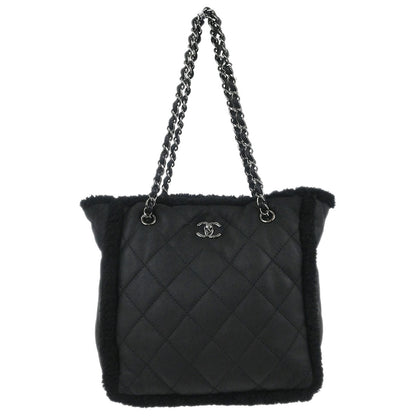 Chanel 2018-2019 Black Mouton Chain Tote Bag