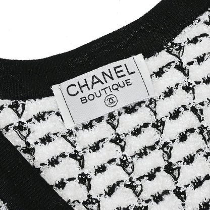 Chanel Sleeveless Top Vest Tweed Sweater Black