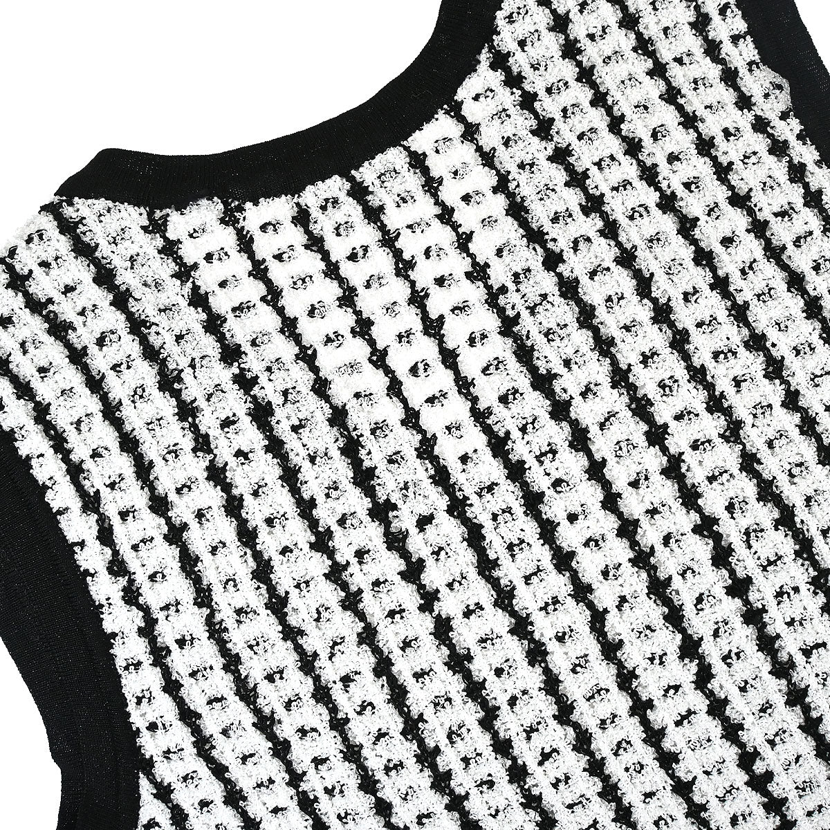 Chanel Sleeveless Top Vest Tweed Sweater Black