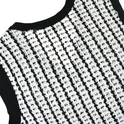 Chanel Sleeveless Top Vest Tweed Sweater Black