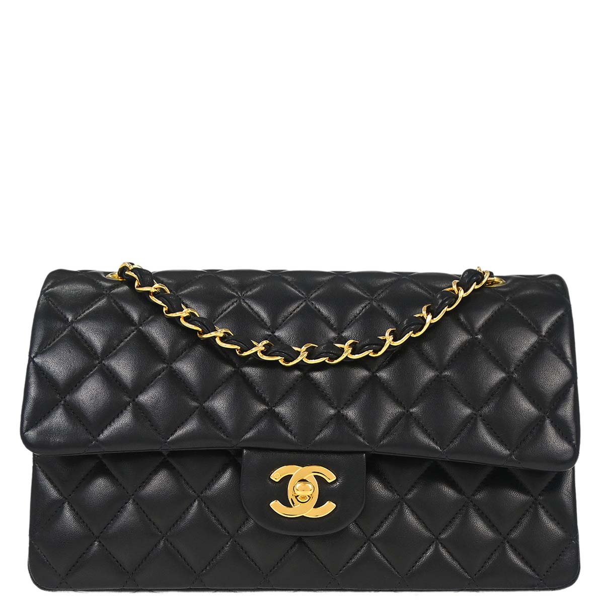 Chanel Black Lambskin Medium Classic Double Flap Shoulder Bag