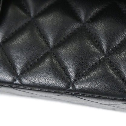 Chanel Black Lambskin Medium Classic Double Flap Shoulder Bag