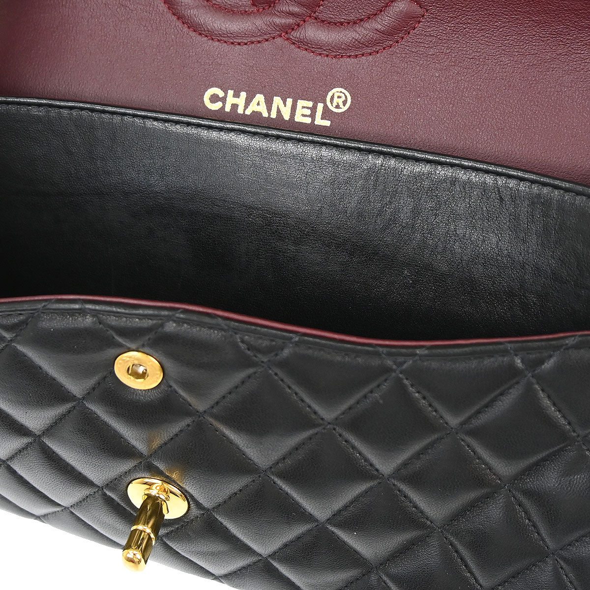 Chanel Black Lambskin Medium Classic Double Flap Shoulder Bag