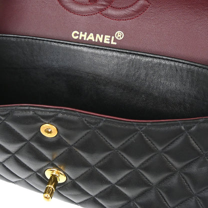 Chanel Black Lambskin Medium Classic Double Flap Shoulder Bag