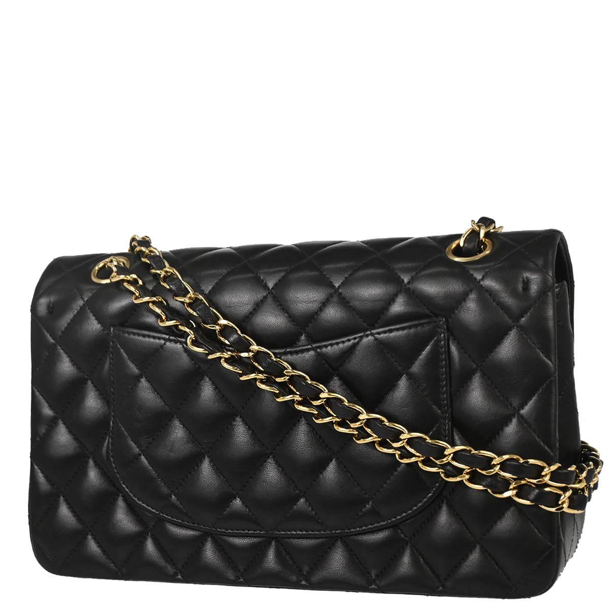 Chanel 2002-2003 Black Lambskin Medium Classic Double Flap Shoulder Bag