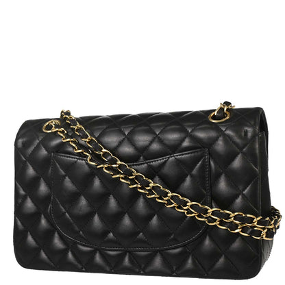 Chanel 2002-2003 Black Lambskin Medium Classic Double Flap Shoulder Bag