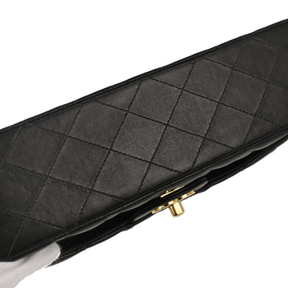 Chanel 2002-2003 Black Lambskin Medium Classic Double Flap Shoulder Bag