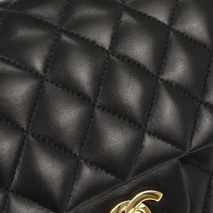 Chanel 2002-2003 Black Lambskin Medium Classic Double Flap Shoulder Bag
