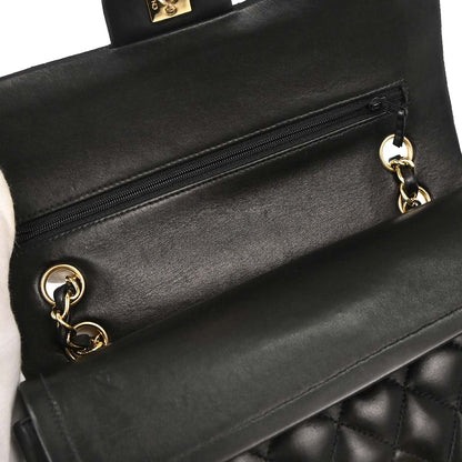 Chanel 2002-2003 Black Lambskin Medium Classic Double Flap Shoulder Bag