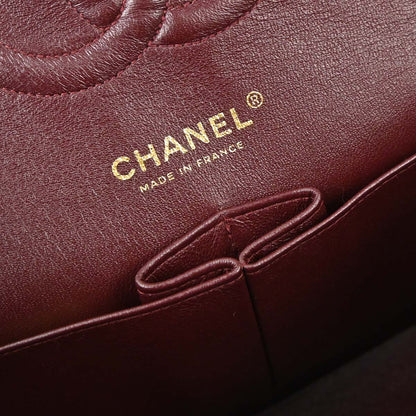 Chanel 2002-2003 Black Lambskin Medium Classic Double Flap Shoulder Bag