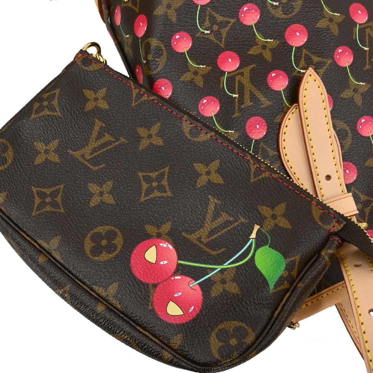 Louis Vuitton Monogram Cherry Bucket PM Tote Handbag M95012