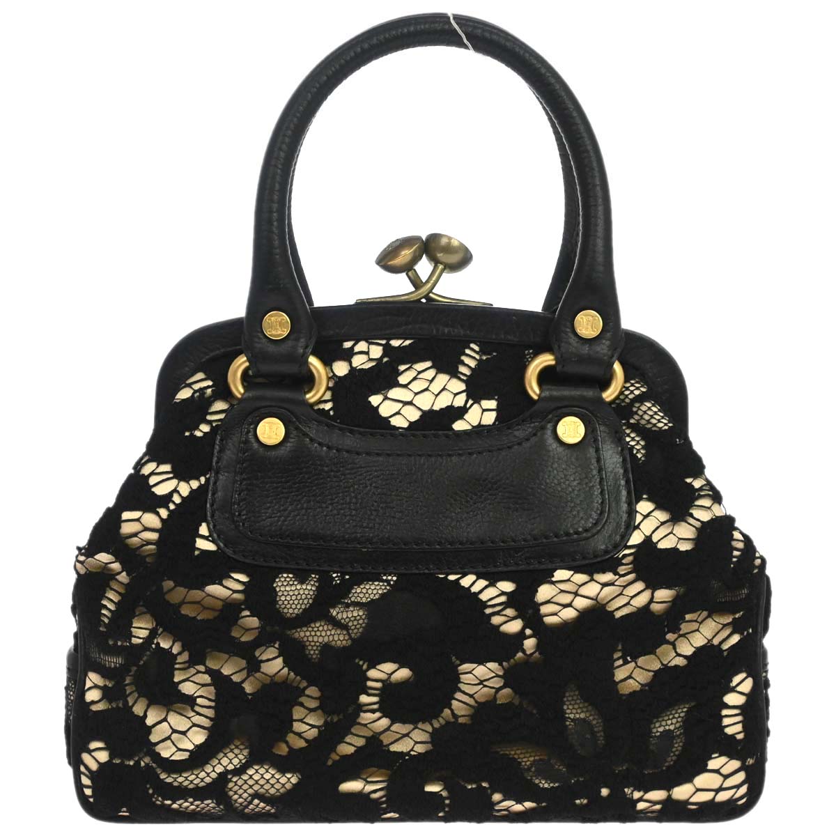 Celine Black Beige Lace Handbag