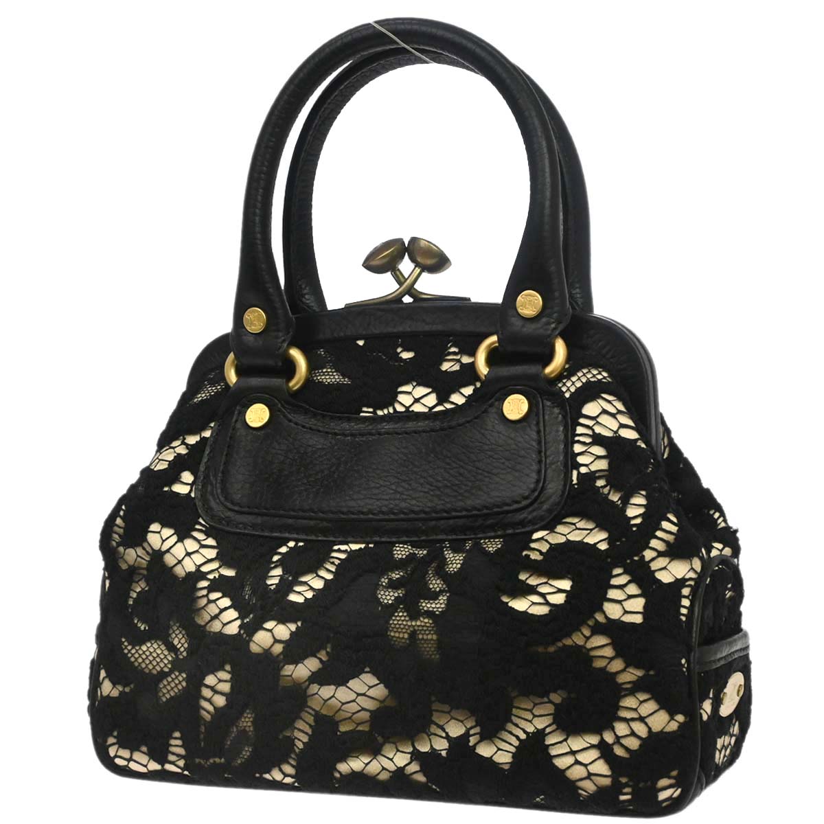Celine Black Beige Lace Handbag
