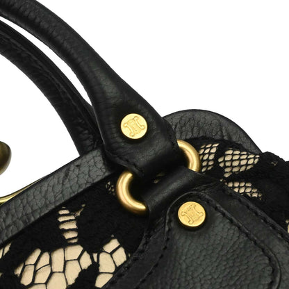 Celine Black Beige Lace Handbag