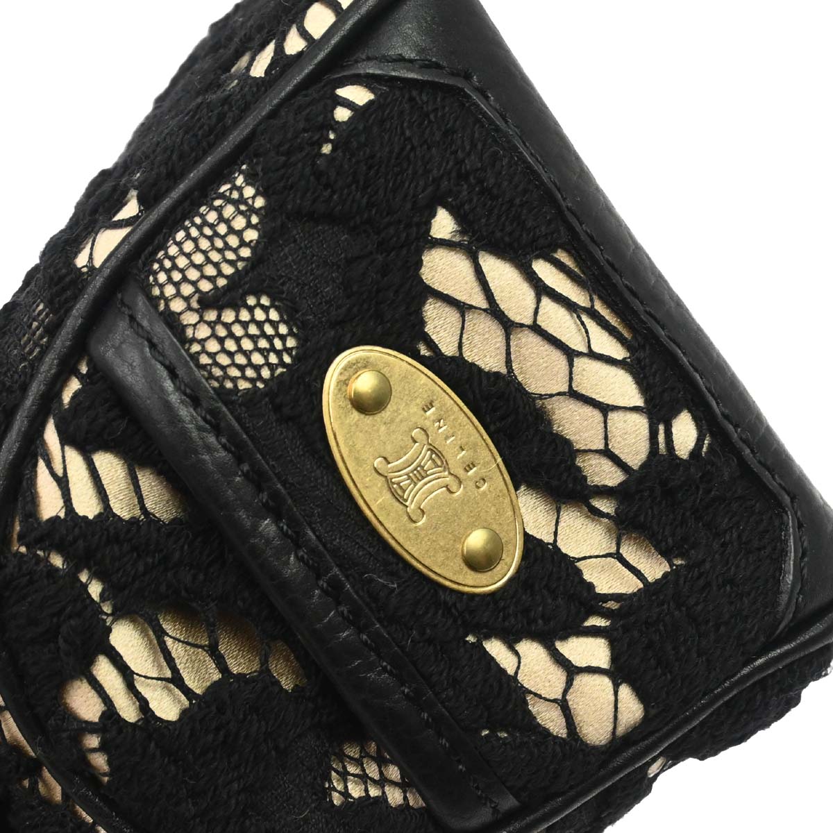 Celine Black Beige Lace Handbag