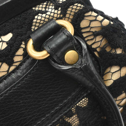 Celine Black Beige Lace Handbag