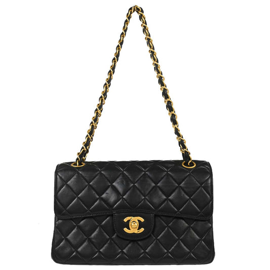 Chanel Black Lambskin Double Sided Flap Shoulder Bag