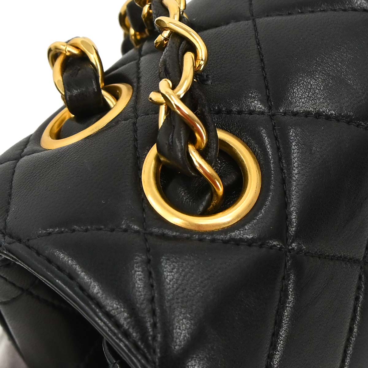 Chanel Black Lambskin Double Sided Flap Shoulder Bag