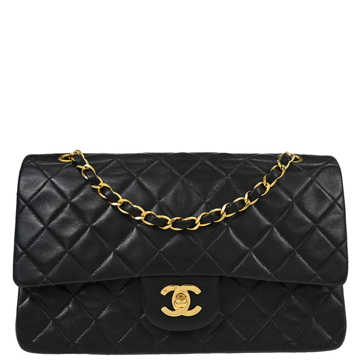Chanel Black Lambskin Medium Classic Double Flap Shoulder Bag