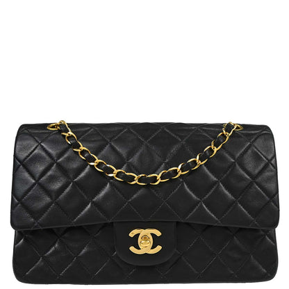 Chanel Black Lambskin Medium Classic Double Flap Shoulder Bag