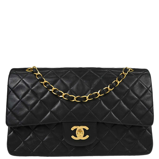 Chanel Black Lambskin Medium Classic Double Flap Shoulder Bag