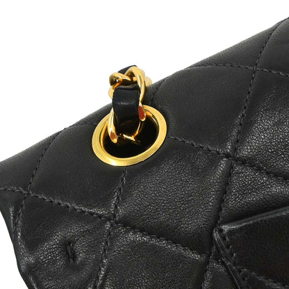 Chanel Black Lambskin Medium Classic Double Flap Shoulder Bag