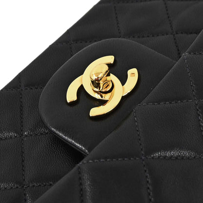 Chanel Black Lambskin Medium Classic Double Flap Shoulder Bag