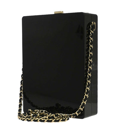 Chanel 2015-2016 Black Acrylic Rhinestone Plexiglass Mosaic No.5 Box Shoulder Bag