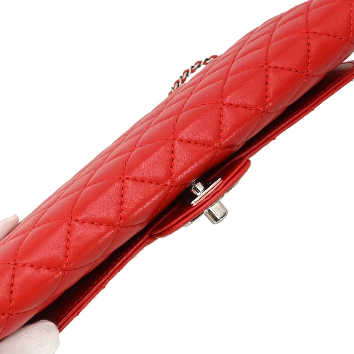 Chanel Red Lambskin WOC Wallet on Chain Bag