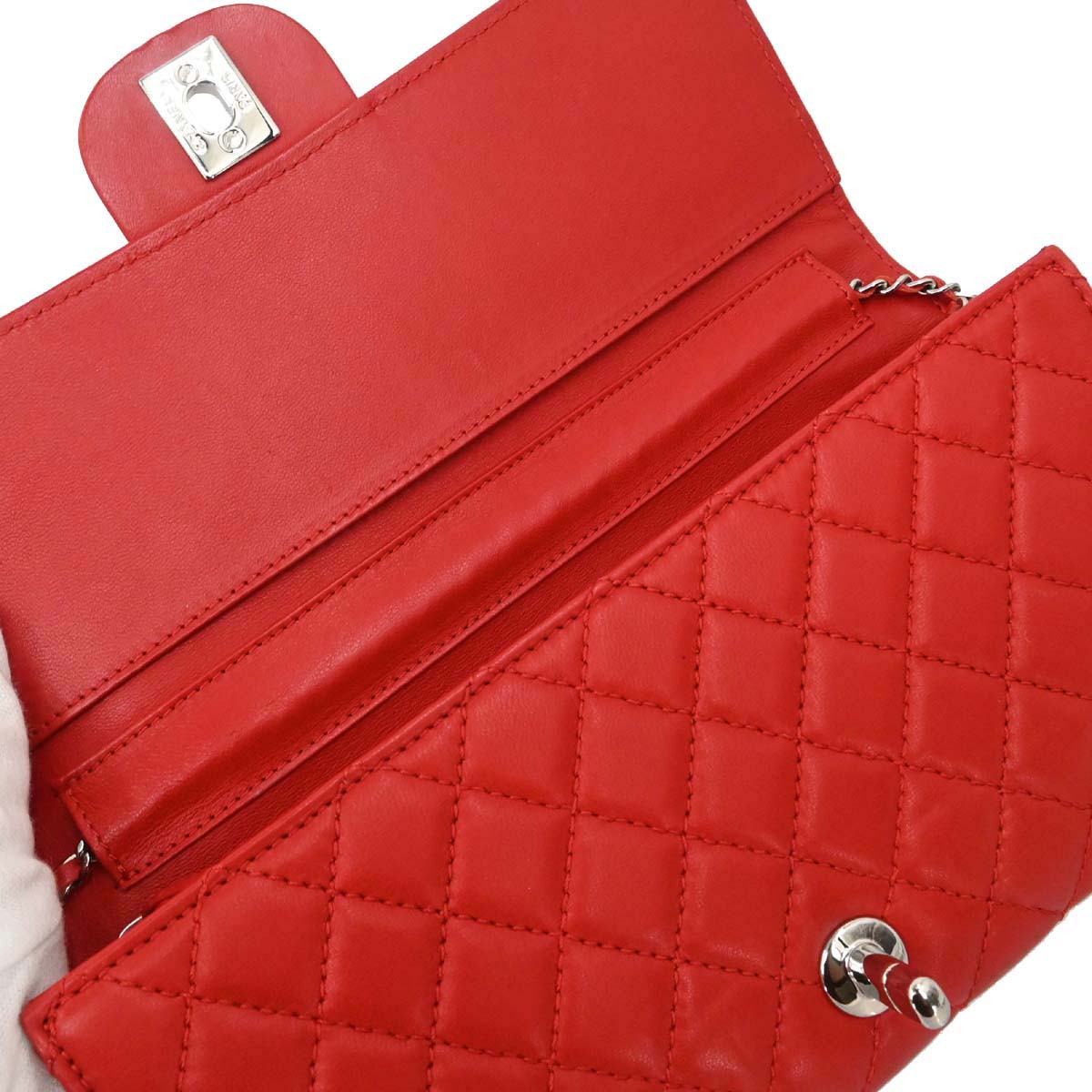 Chanel Red Lambskin WOC Wallet on Chain Bag