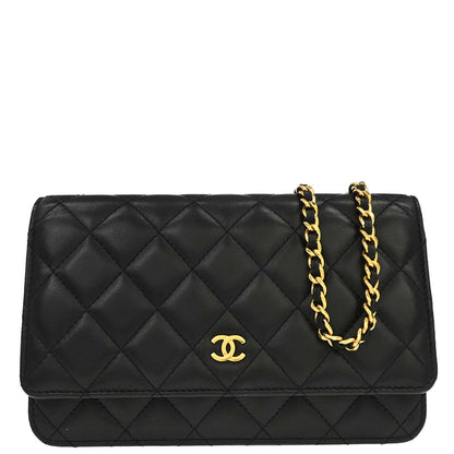 Chanel Black Lambskin Classic WOC Wallet on Chain Bag
