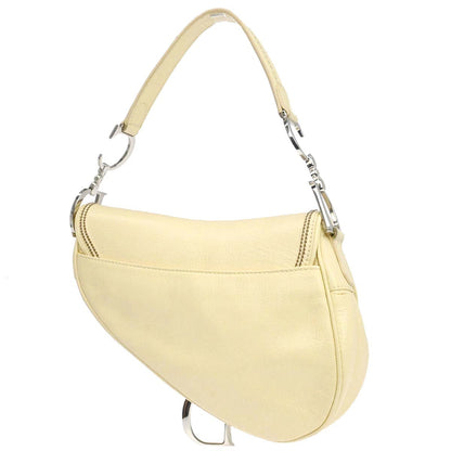 Christian Dior Ivory Leather Saddle Handbag