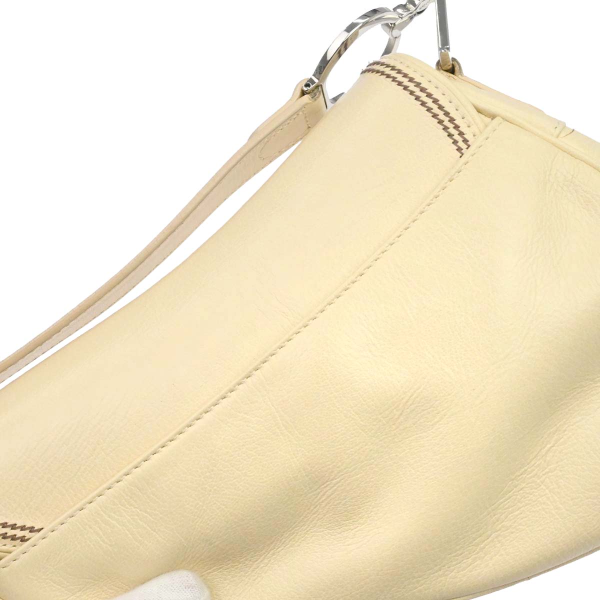Christian Dior Ivory Leather Saddle Handbag