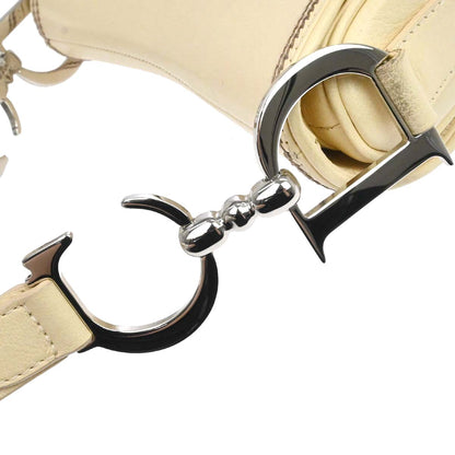 Christian Dior Ivory Leather Saddle Handbag