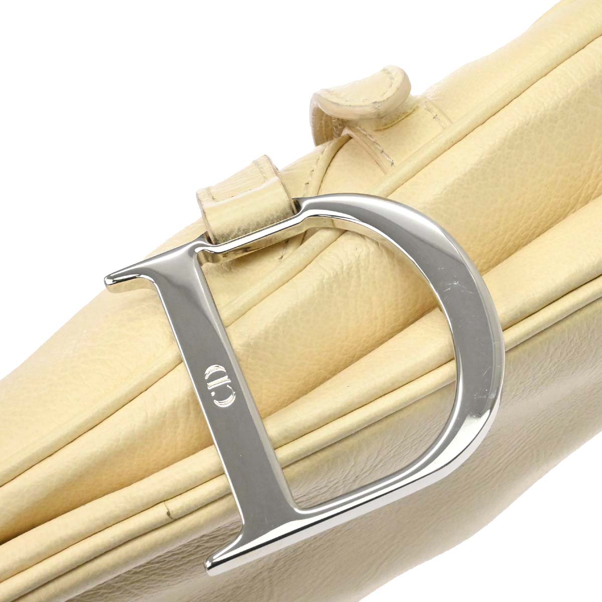 Christian Dior Ivory Leather Saddle Handbag