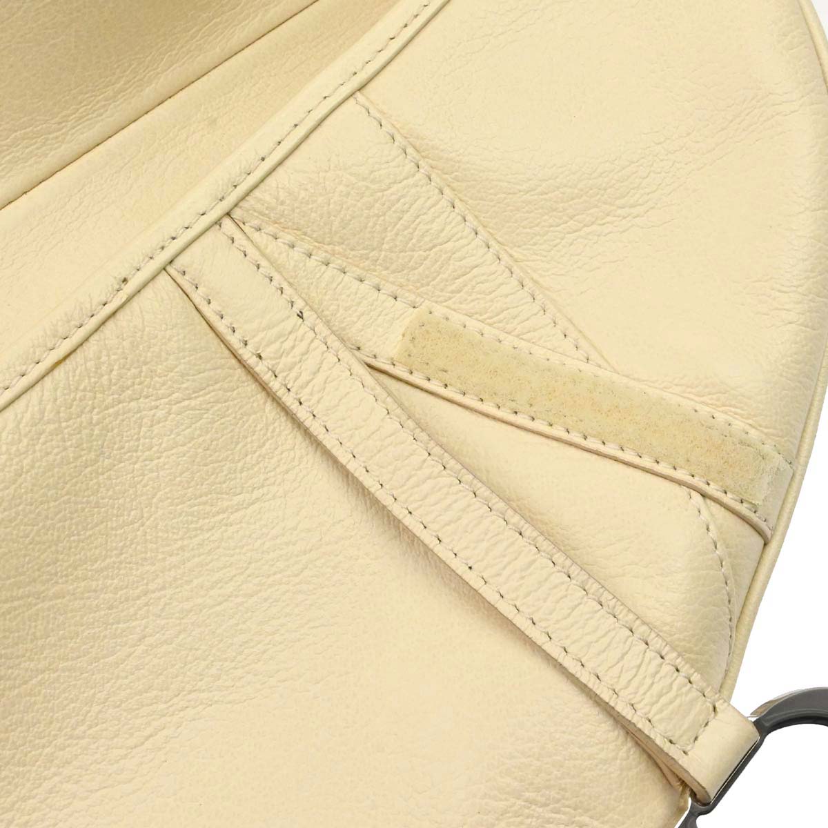 Christian Dior Ivory Leather Saddle Handbag