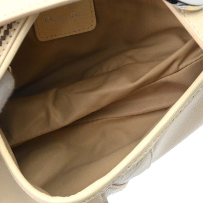Christian Dior Ivory Leather Saddle Handbag