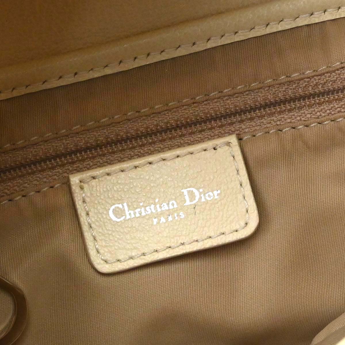 Christian Dior Ivory Leather Saddle Handbag