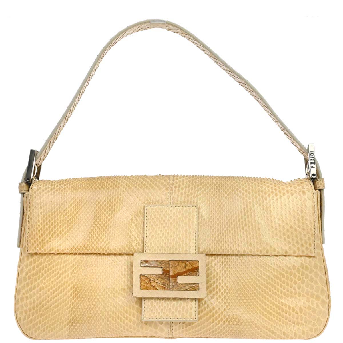 Fendi * Beige Python Baguette Handbag