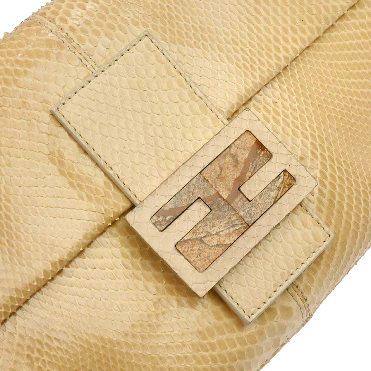 Fendi * Beige Python Baguette Handbag